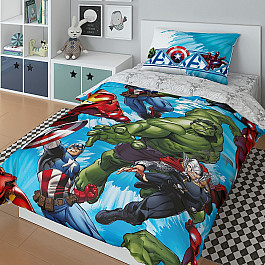 Постельное белье Marvel КПБ Marvel Avengers sky с наволочками 50*70 (1.5 спальный)