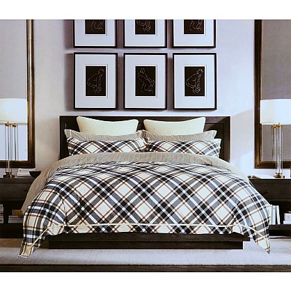 Комплект постельного белья сатин "MODALIN DELUX TERA" (1.5 спальный), коричневый, черный (kr-465-5), фото 1