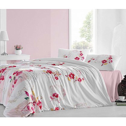 Комплект постельного белья CREAFORCE ESNA, белый, розовый (kr-251-20-gr), фото 1