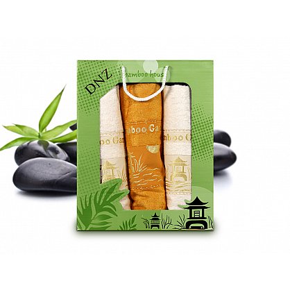 Комплект полотенец Bamboo (50*90 - 2 шт; 70*140 - 1 шт), Белый, Оранжевый (tg-8129-01), фото 1