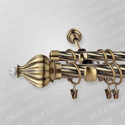 Карниз металлический «Аладдин», 2-рядный, антик, крученая труба, 309 см, ø25 мм (o-0020230925), фото 1