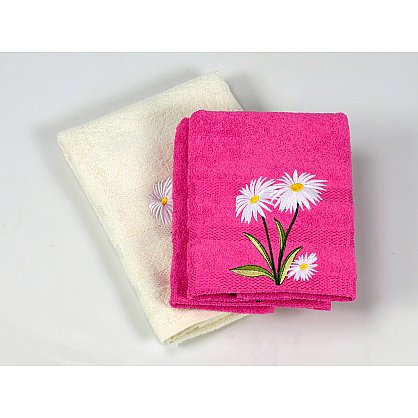 Комплект полотенец Cottonist Papatya (50*90 - 2 шт; 70*140 - 1 шт), Белый, Розовый-A (tg-8238-01-A), фото 1
