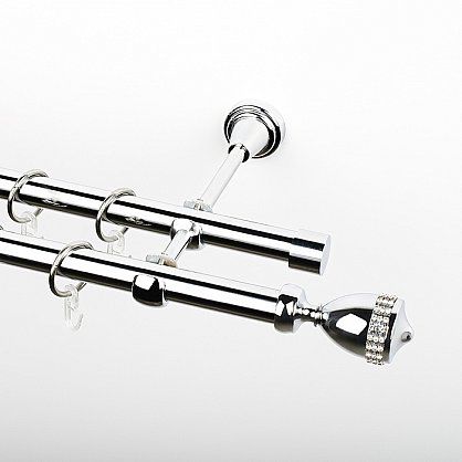 Карниз металлический стыкованный, 2-рядный "Верона", хром, гладкая труба, ø 19 мм (kn-402), фото 1