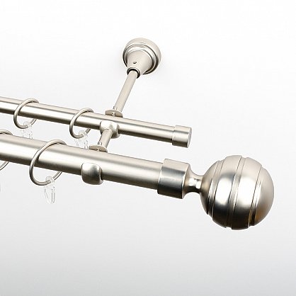 Карниз металлический стыкованный c наконечниками "Омега", 3-рядный, хром матовый, гладкая труба, ø 25 мм (kn-735), фото 2
