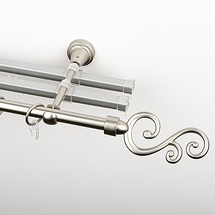 Карниз металлический стыкованный с U-шинами и наконечниками "Виола", 3-рядный, хром матовый, гладкая труба, ø 16 мм (kn-814), фото 1