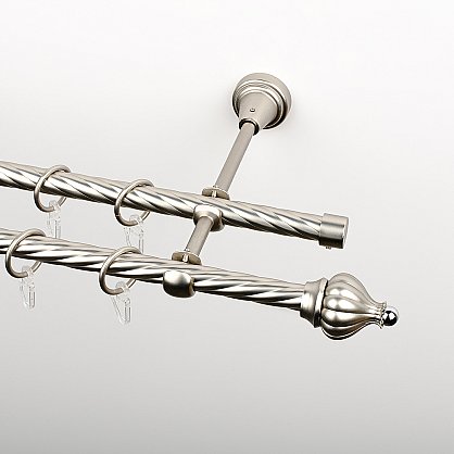 Карниз металлический стыкованный c наконечниками "Тай", 3-рядный, хром матовый, крученая труба, ø 16 мм (kn-628), фото 2