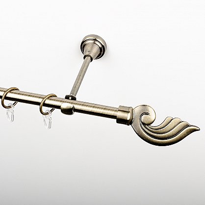 Карниз металлический стыкованный c наконечниками "Генуя", 2-рядный, золото антик, гладкая труба, ø 16 мм (kn-565), фото 2