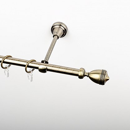 Карниз металлический стыкованный с U-шинами и наконечниками "Ремус", 3-рядный, золото антик, гладкая труба, ø 16 мм (kn-798), фото 2