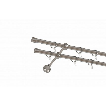 Карниз металлический 2-рядный хром матовый, гладкая труба, 180 см, ø16 мм (df-100047), фото 1