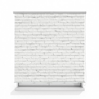 Рулонная штора ролло лен "Кирпичная стена белая", 160 см (d-105447), фото 1