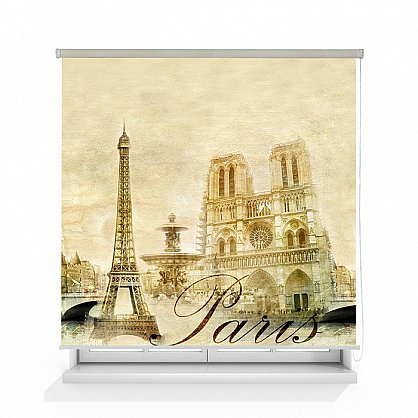 Рулонная штора ролло лен "Париж винтаж" (d-200219-gr), фото 1