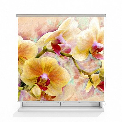 Рулонная штора ролло лен "Орхидея живопись", 140 см (d-100314), фото 1