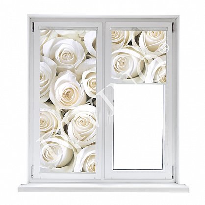 Рулонная штора лен "Розы белые", 48 см (d-100326), фото 1