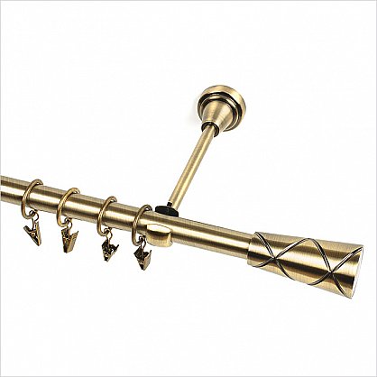 Карниз металлический 1-рядный "Баваро", золото антик, гладкая труба, 19 мм (kn-92), фото 1