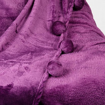 Плед с помпонами, фиолетовый, 200*220 см (no-100018), фото 3