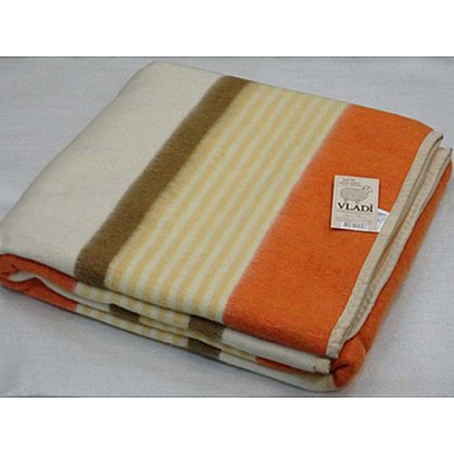 Одеяло шерстяное "Полоса", белый, желтый, оранж, терракот, 140*205 см (od-pl-bzot-140), фото 1