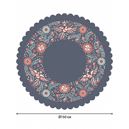 Скатерть круглая "Этнический цветочный узор", 150 см (j-100818), фото 3