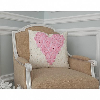 Декоративная подушка габардин "Сердце из роз" (s-101393), фото 2