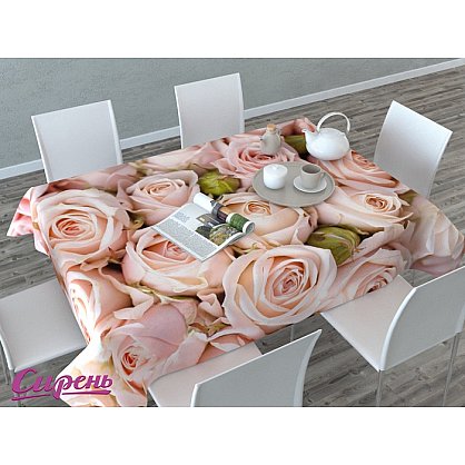 Скатерть 3D "Молодые розы", розовая (s-2365), фото 1
