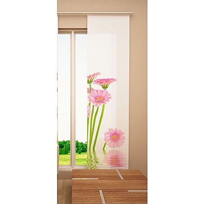 Японская штора цветная "Розовые герберы" (W678-141), фото 1