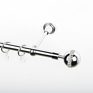 Карниз металлический стыкованный, 1-рядный "Милано", хром, гладкая труба, ø 19 мм