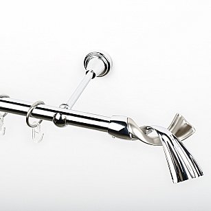 Карниз металлический стыкованный, 1-рядный "Дива", хром, гладкая труба, ø 19 мм