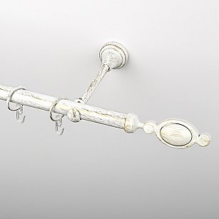 Карниз металлический стыкованный, 1-рядный "Дуо", белое золото, гладкая труба, ø 19 мм