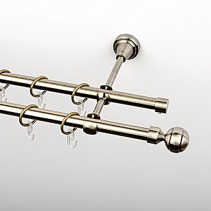 Карниз металлический стыкованный, 2-рядный "Каро", золото антик, гладкая труба, ø 16 мм